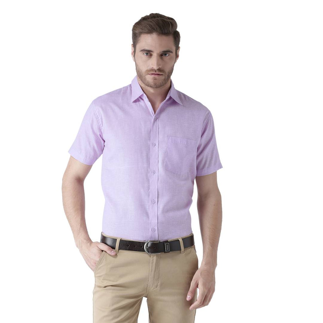 Purple Cotton Half Sleeve Solid Formal Shirt - Quality Hare