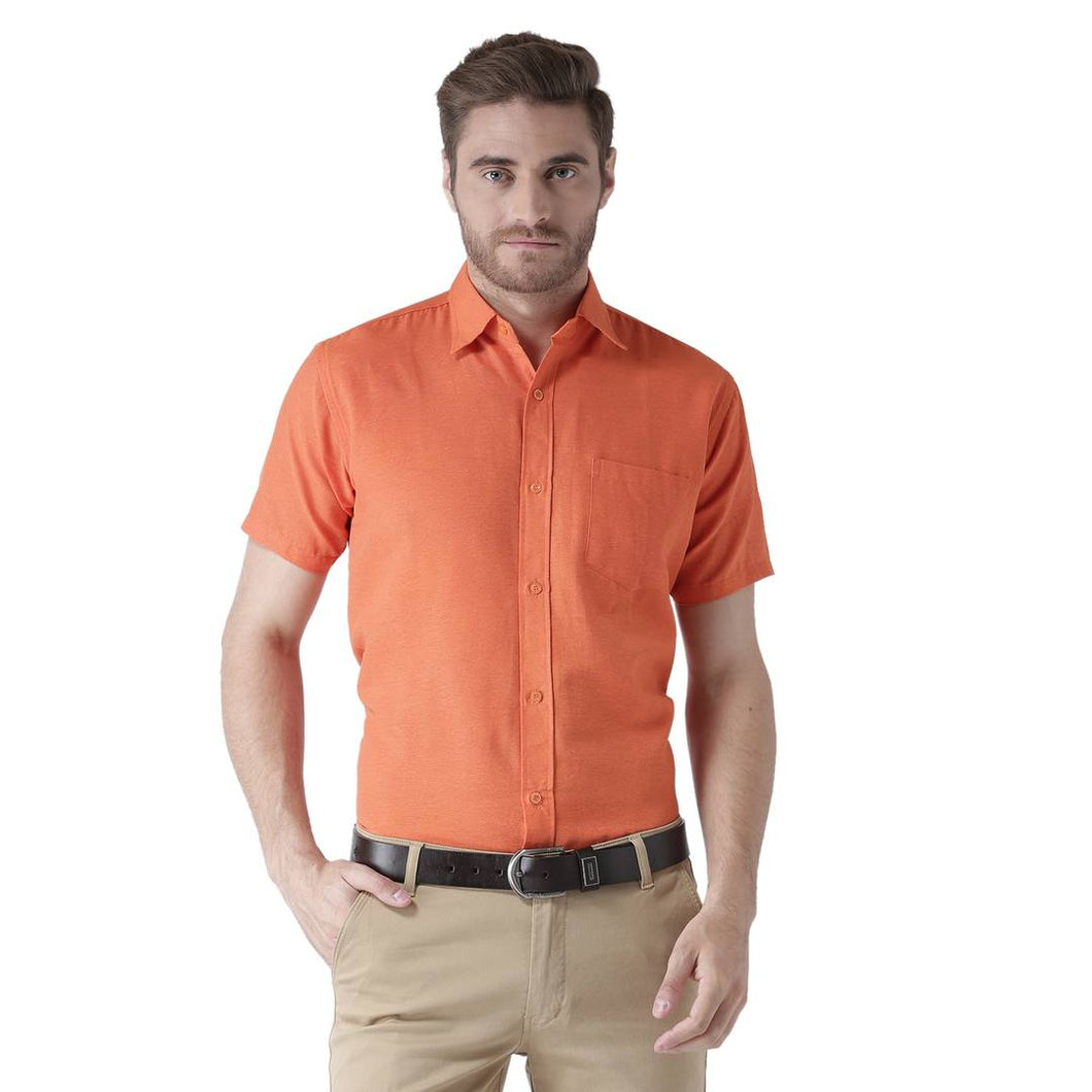Orange Cotton Half Sleeve Solid Formal Shirt - Quality Hare