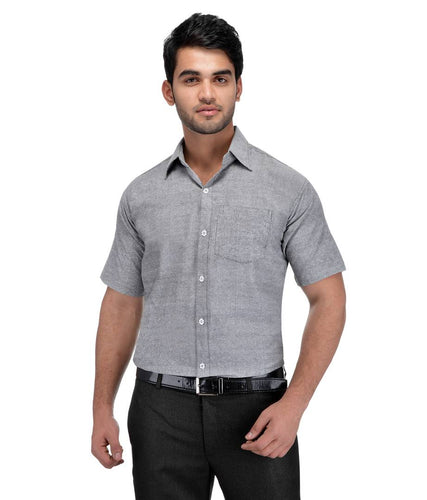 Grey Cotton Solid Regular Fit Formal Shirt - Quality Hare