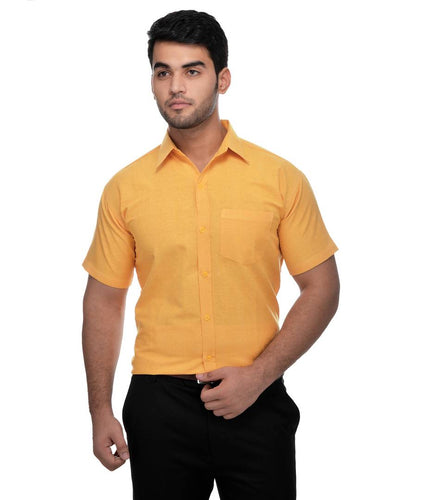 Yellow Cotton Solid Regular Fit Formal Shirt - Quality Hare