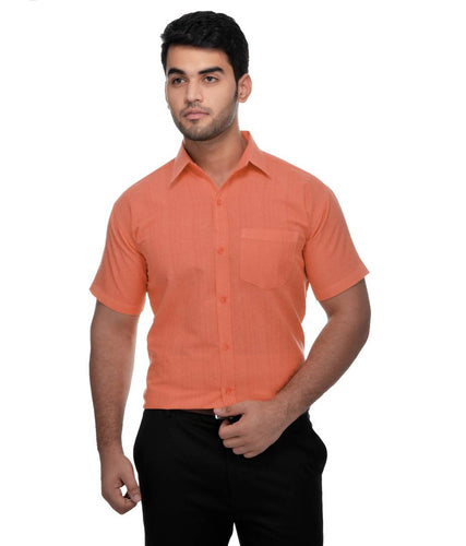 Orange Cotton Solid Regular Fit Formal Shirt - Quality Hare