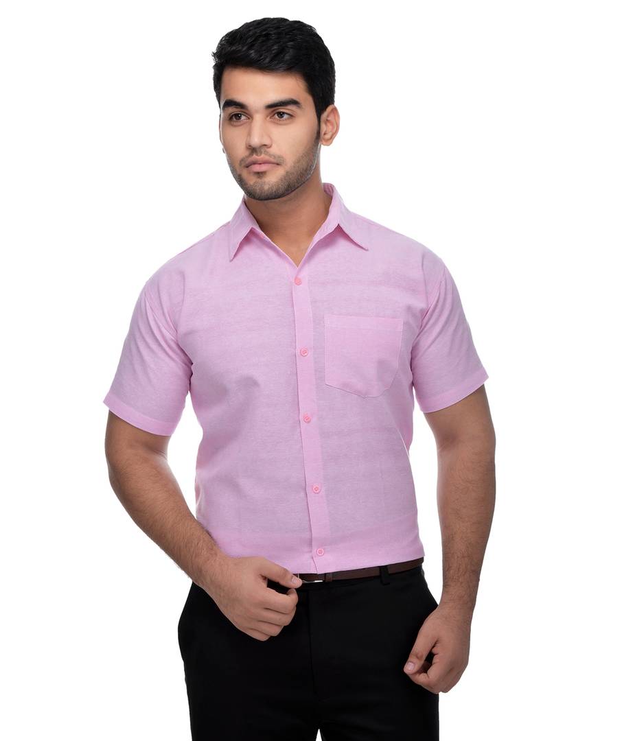 Pink Cotton Solid Regular Fit Formal Shirt - Quality Hare