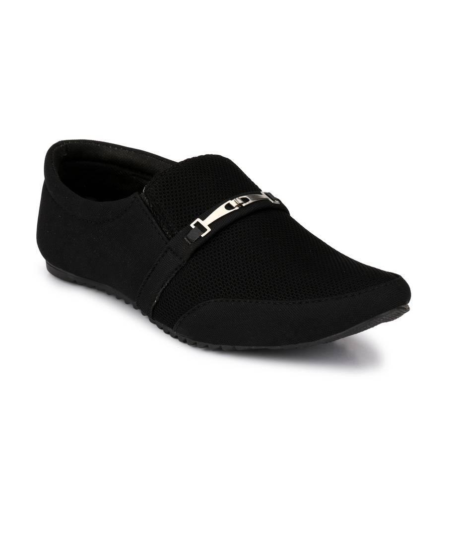 Black Slip-on Canvas Casual Party Wear Shoes - Quality Hare