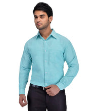 Load image into Gallery viewer, Eco Friendly Colour Blue Cotton Regular Fit Formal Shirt - Quality Hare
