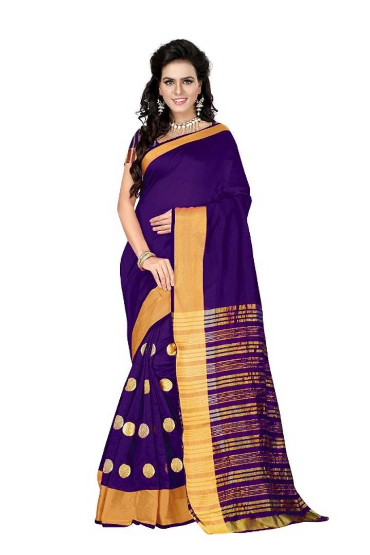 Trendy Multicolored Poly Cotton Saree With Blouse Piece - Quality Hare