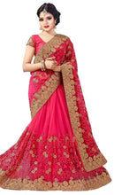Load image into Gallery viewer, Pink Net Embroidered Saree with Blouse Piece - Quality Hare
