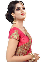 Load image into Gallery viewer, Pink Net Embroidered Saree with Blouse Piece - Quality Hare
