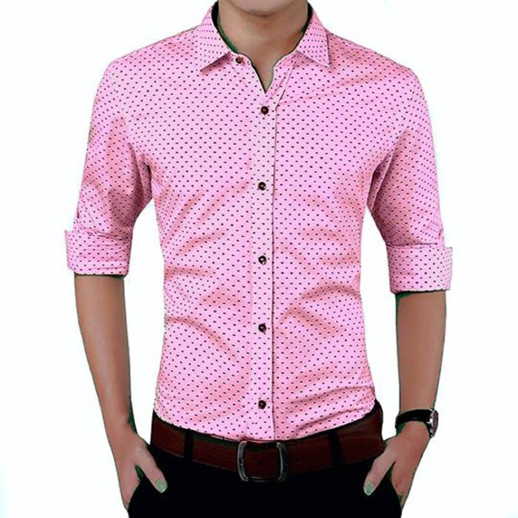 Men's Pink Printed Cotton Blend Full Sleeve Casual Shirt - Quality Hare