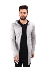 Load image into Gallery viewer, Men&#39;s Grey Cotton Blend Solid Long Sleeves Cardigan
