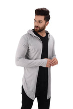 Load image into Gallery viewer, Men&#39;s Grey Cotton Blend Solid Long Sleeves Cardigan
