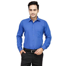 Load image into Gallery viewer, Men&#39;s Blue Cotton Long Sleeve Solid Regular Fit Formal Shirt - Quality Hare
