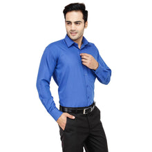 Load image into Gallery viewer, Men&#39;s Blue Cotton Long Sleeve Solid Regular Fit Formal Shirt - Quality Hare
