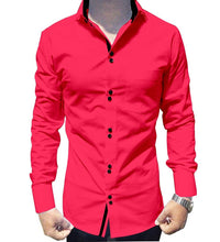 Load image into Gallery viewer, Men&#39;s Pink Cotton Long Sleeves Solid Slim Fit Casual Shirt - Quality Hare
