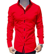 Load image into Gallery viewer, Men&#39;s Red Cotton Long Sleeves Solid Slim Fit Casual Shirt - Quality Hare

