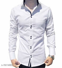 Load image into Gallery viewer, Men&#39;s White Cotton Long Sleeves Solid Slim Fit Casual Shirt - Quality Hare
