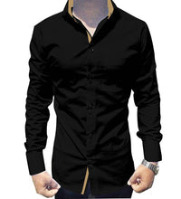 Load image into Gallery viewer, Men&#39;s Black Cotton Long Sleeves Solid Slim Fit Casual Shirt - Quality Hare
