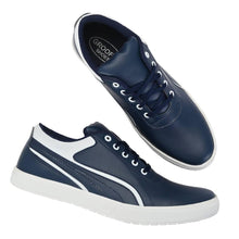 Load image into Gallery viewer, Blue &amp; White Lace-Up Self Design Casual Shoes For Men&#39;s - Quality Hare
