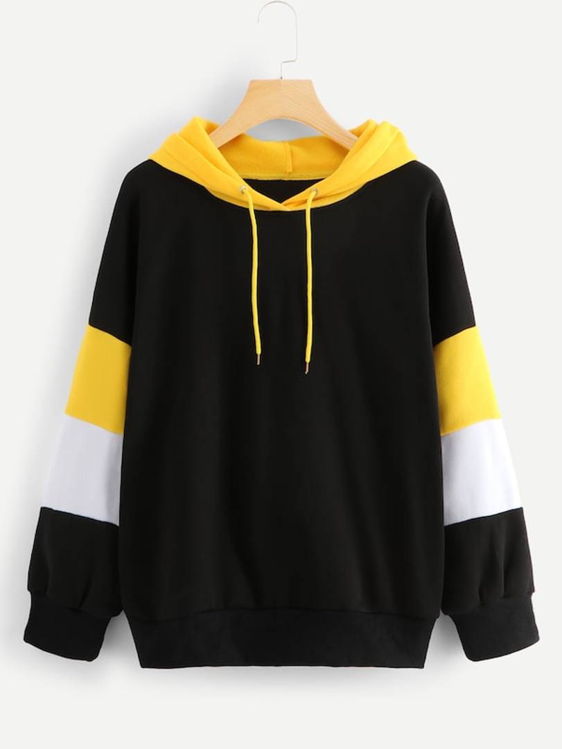 Black With Yellow And White Strip Sweat Shirt