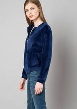 Load image into Gallery viewer, Navy Blue Velvet Sweat Shirt
