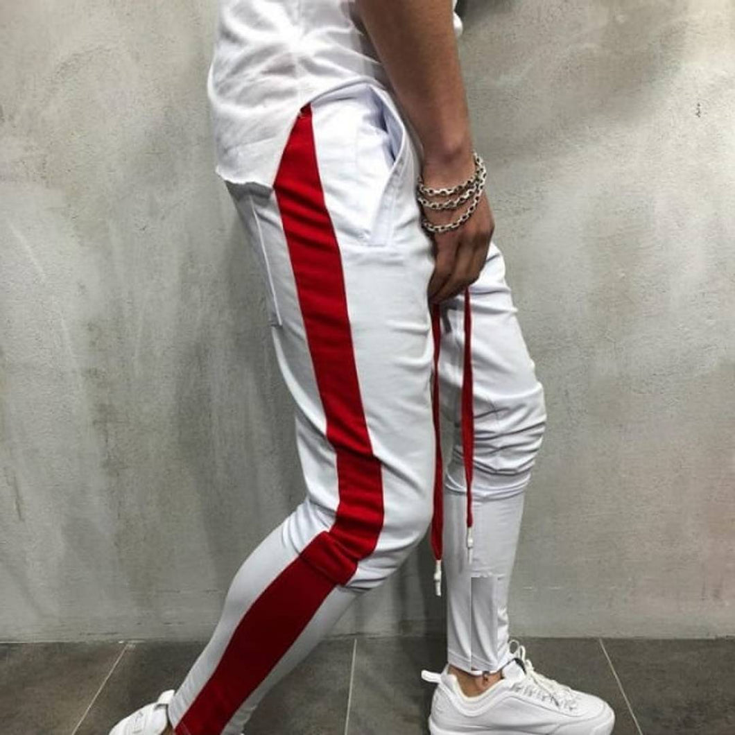 Men's White Cotton Self Pattern Regular Fit Joggers - Quality Hare