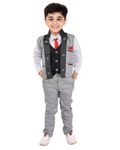 Load image into Gallery viewer, Boys Self Pattern Grey Cotton Blend Clothing Set
