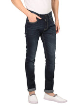 Load image into Gallery viewer, Men&#39;s Blue Denim Faded Slim Fit Mid-Rise Jeans - Quality Hare
