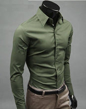Load image into Gallery viewer, Men&#39;s Olive Cotton Solid Long Sleeves Regular Fit Formal Shirt - Quality Hare
