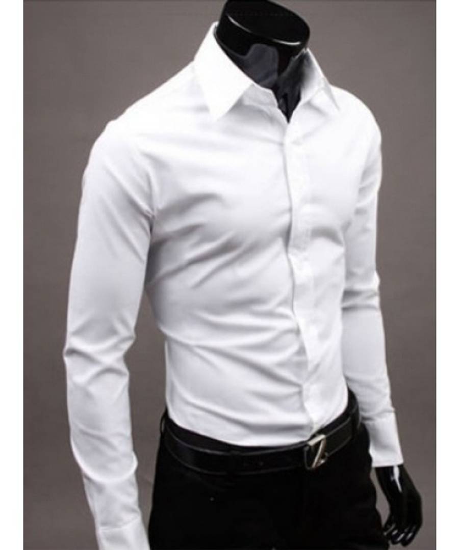 Men's White Cotton Solid Long Sleeves Regular Fit Formal Shirt - Quality Hare