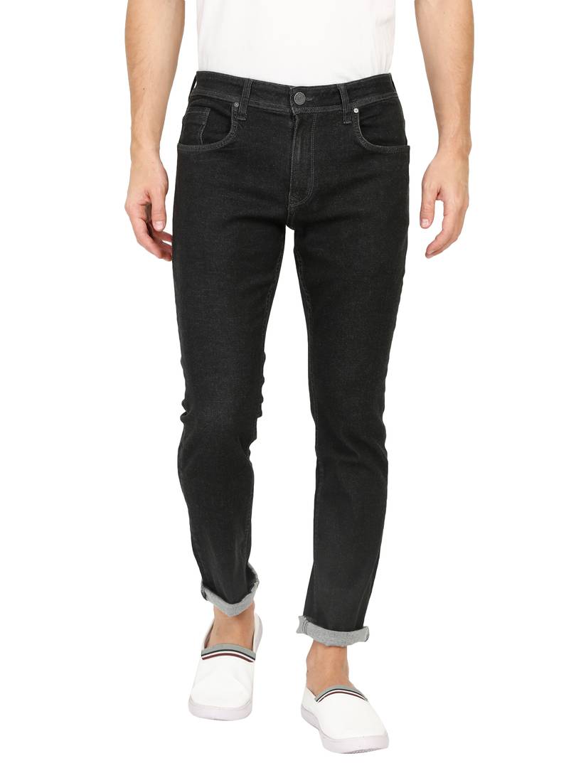 Men's Black Solid Denim Mid-Rise Jeans - Quality Hare