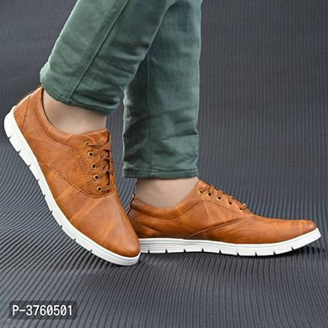 Tan Textured Casual Sneakers For Men's - Quality Hare