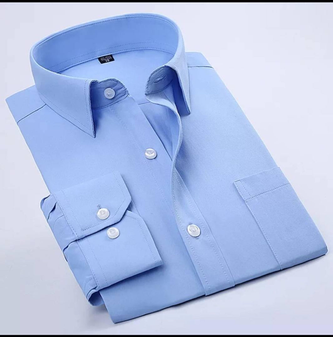 Blue Cotton Long Sleeve Formal Shirt For Men - Quality Hare
