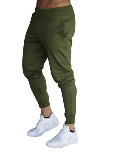 Men's Olive Solid Cotton Comfort Fit Joggers - Quality Hare