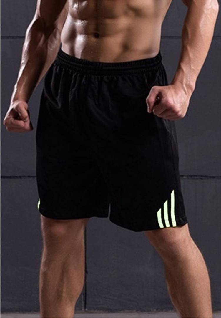 Men Black Polyester Regular Fit Sports Shorts - Quality Hare