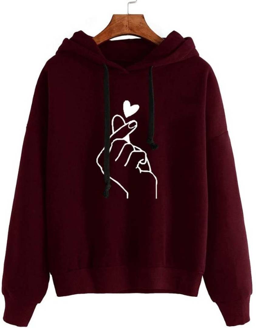 Maroon Hand Print Sweatshirt for women
