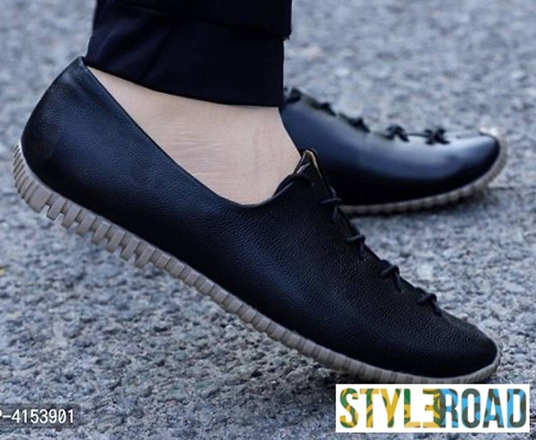 Men's Black Synthetic Leather Solid Casual Shoes - Quality Hare