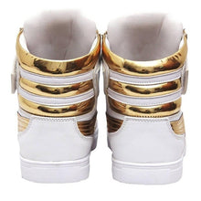 Load image into Gallery viewer, Designer Leatherette High Ankle Length Velcro White Shimmery Casual Sneakers - Quality Hare
