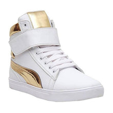 Load image into Gallery viewer, Designer Leatherette High Ankle Length Velcro White Shimmery Casual Sneakers - Quality Hare
