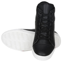 Load image into Gallery viewer, Designer Leatherette Jet Black High Ankle Length Casual Dance Sneakers - Quality Hare
