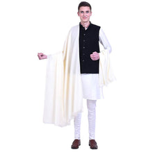Load image into Gallery viewer, Fashionable Off White Pashmina Viscose Solid Shawl For Men
