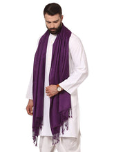 Load image into Gallery viewer, Modern Purple Wool Jaquard Woven Shawl For Men
