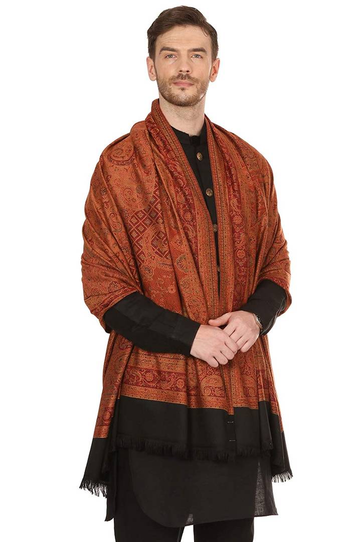 Modern Multicoloured Faux Pashmina Wool Shawl For Men