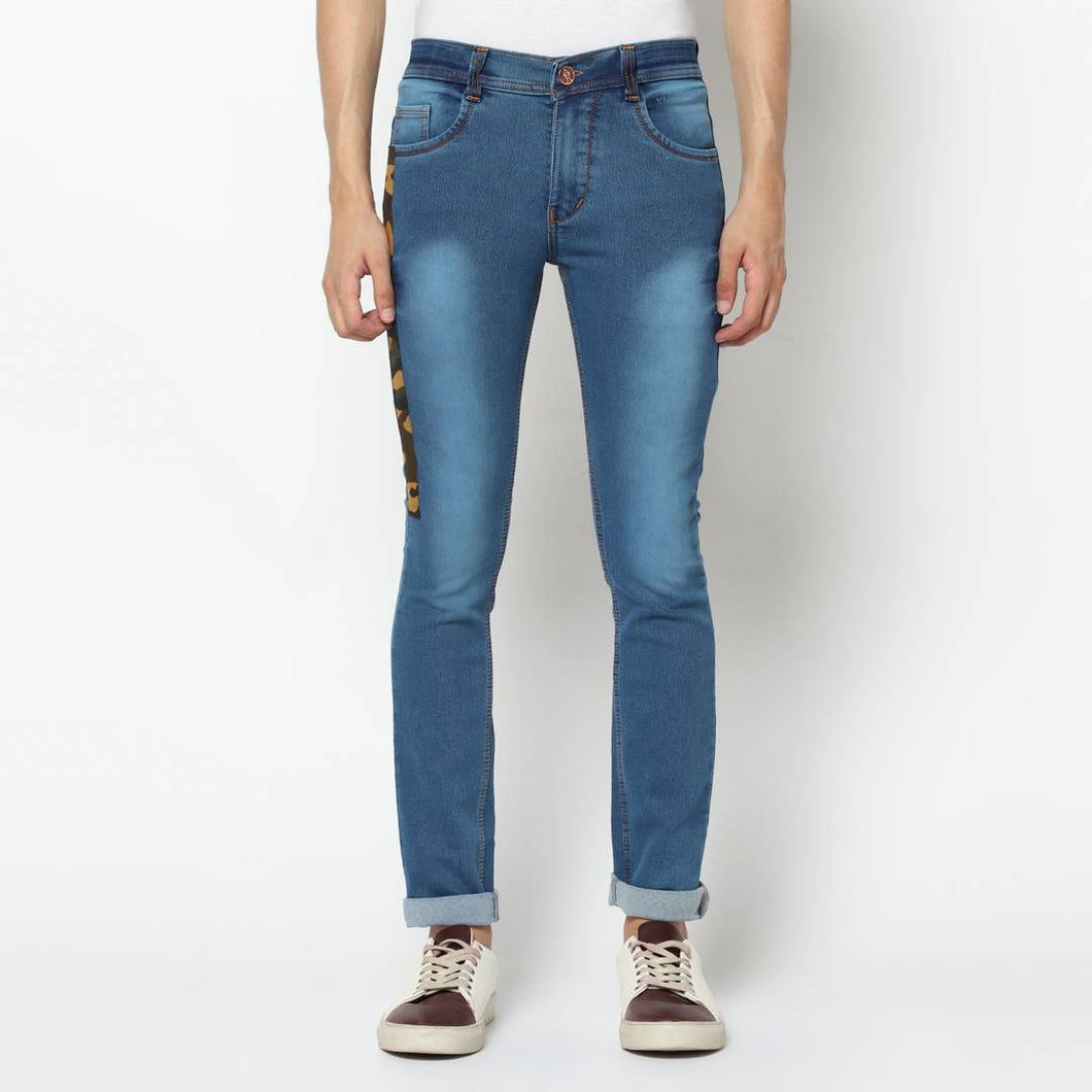 Men's Stylish Blue Printed Denim Slim Fit Low-Rise Jeans - Quality Hare