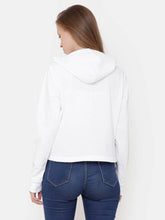 Load image into Gallery viewer, Elegance Women&#39;s White Printed Hoodi Sweatshirt
