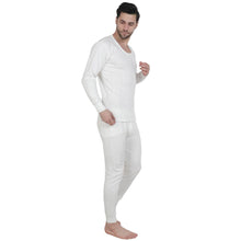 Load image into Gallery viewer, Stylish Cotton Solid White Thermal Top And Pyjama Set For Men
