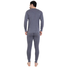 Load image into Gallery viewer, Stylish Cotton Solid Blue Thermal Top And Pyjama Set For Men
