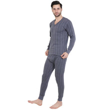 Load image into Gallery viewer, Stylish Cotton Solid Blue Thermal Top And Pyjama Set For Men
