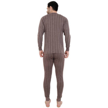 Load image into Gallery viewer, Stylish Cotton Solid Brown Thermal Top And Pyjama Set For Men
