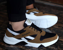 Load image into Gallery viewer, Men&#39;s Stylish Black and Brown Self Design Mesh Sports Shoes - Quality Hare
