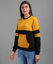 Load image into Gallery viewer, Elizy Women Mustured Plain Black Sleeve Front Pocket Pullover
