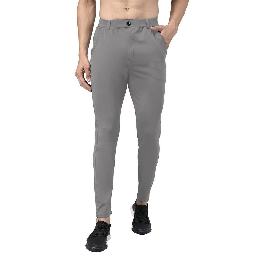 Elegant Grey Lycra Blend Solid Casual Track Pants For Men - Quality Hare